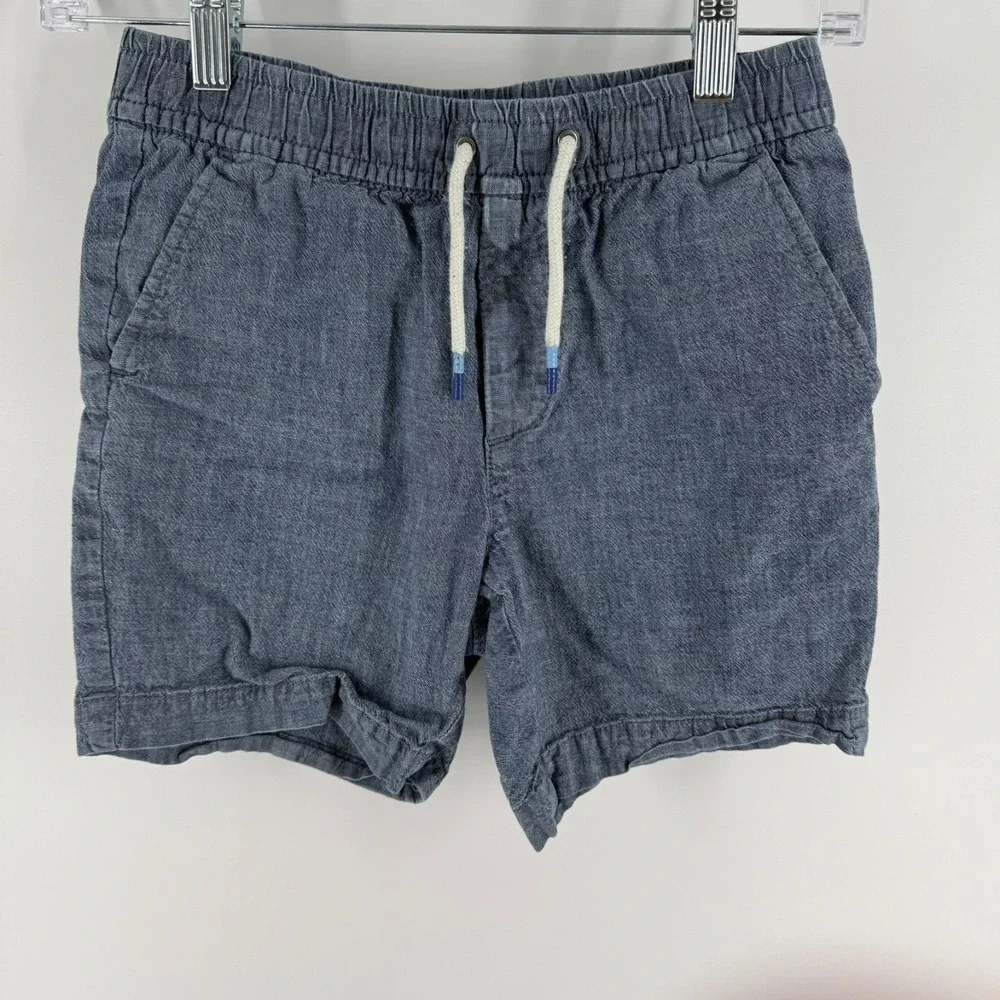 Gap Chambray Shorts Kids M Blue Drawstring‎ Elastic Waist Casual Everyday Wear